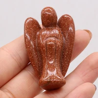 natural gem gold sand stone cute childlike angel shape home living room table jade ornaments decoration exquisite gift 50x35mm