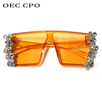 oec cpo ladies rhinestone square sunglasses women oversized candy diamond sun glasses female sexy shades crystal eyewear oculos