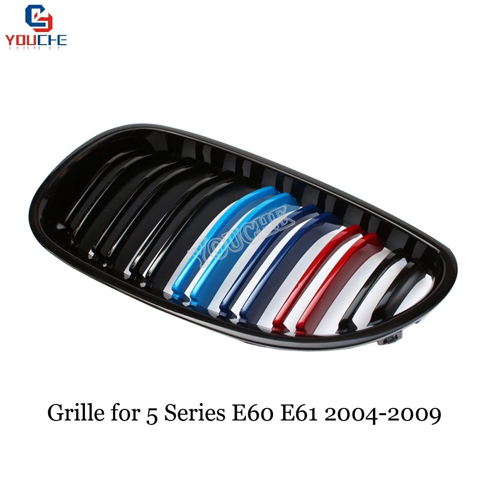 E60 1 slat/2 slat ABS углеродного волокна передняя решетка бампера для BMW 5 серии E61 2004 2009 525i