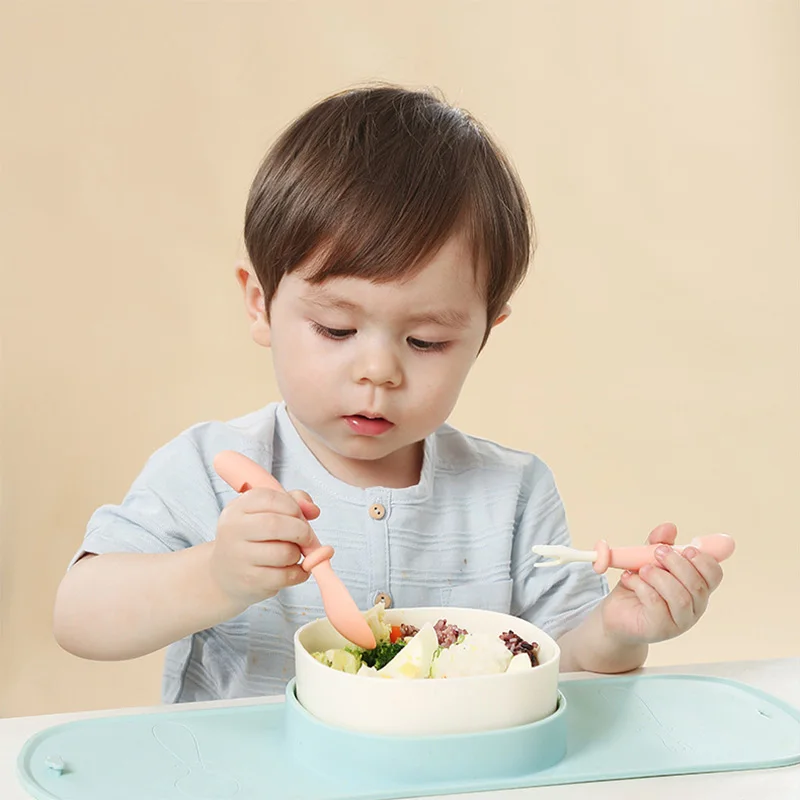 

Baby Inner Baby Tableware Set Including Fork and Spoon Safe and Non-toxic Infant Baby Feeding Fork Spoon Set No BPA Within 6 Y