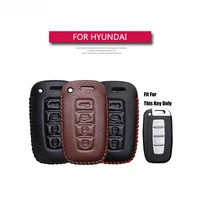 best sale leather square smart 4 buttons car key case cover for hyundai i30 tucson accent i20 key holder key parts skin shell