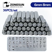 zonesun 36pcs jewelry metal stamps alphabet set russian a z letter punch die stamping steel metal tool case craft 68mm