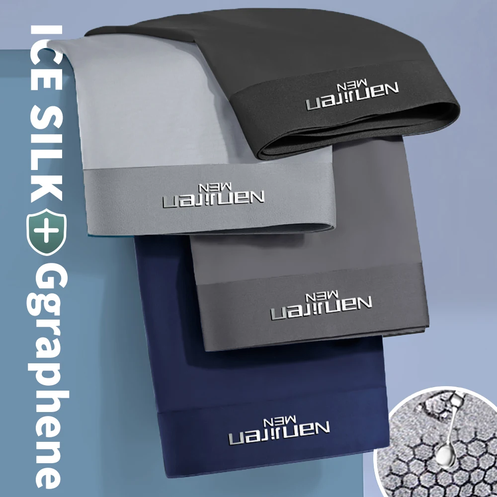 

Брендовое Мужское нижнее белье, графеновые антибактериальные трусы 3A, мужские боксеры из чистого хлопка, влагопоглощающие эластичные мужс...