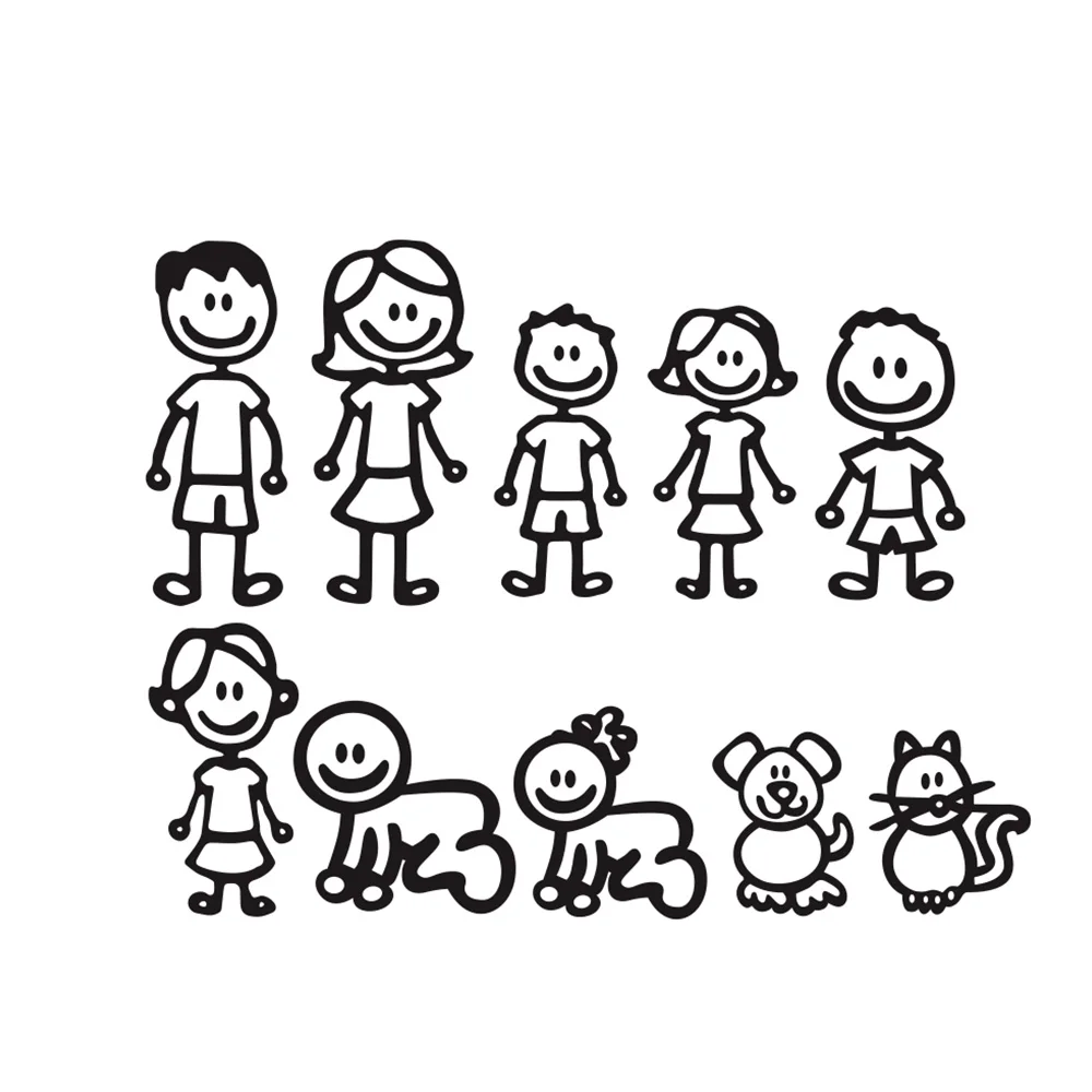 

Auto Sticker for Rear Window My Family Member Pattern Waterproof Fade Resistant Car Sticker Self Adhesive Decorative