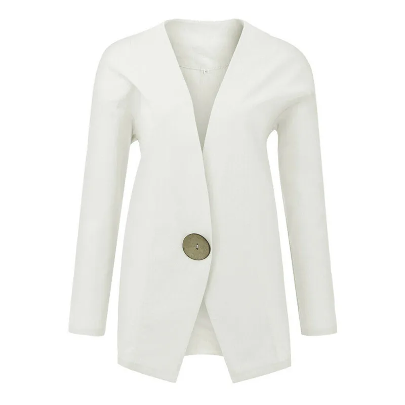 Женский блейзер на одной пуговице с V образным вырезом и длинным рукавом|Женские