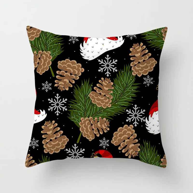 

Pillowcase 45 * 45CM New Black Gold Christmas Pillowcase Home Hotel Holiday Decoration Square Pillowcase
