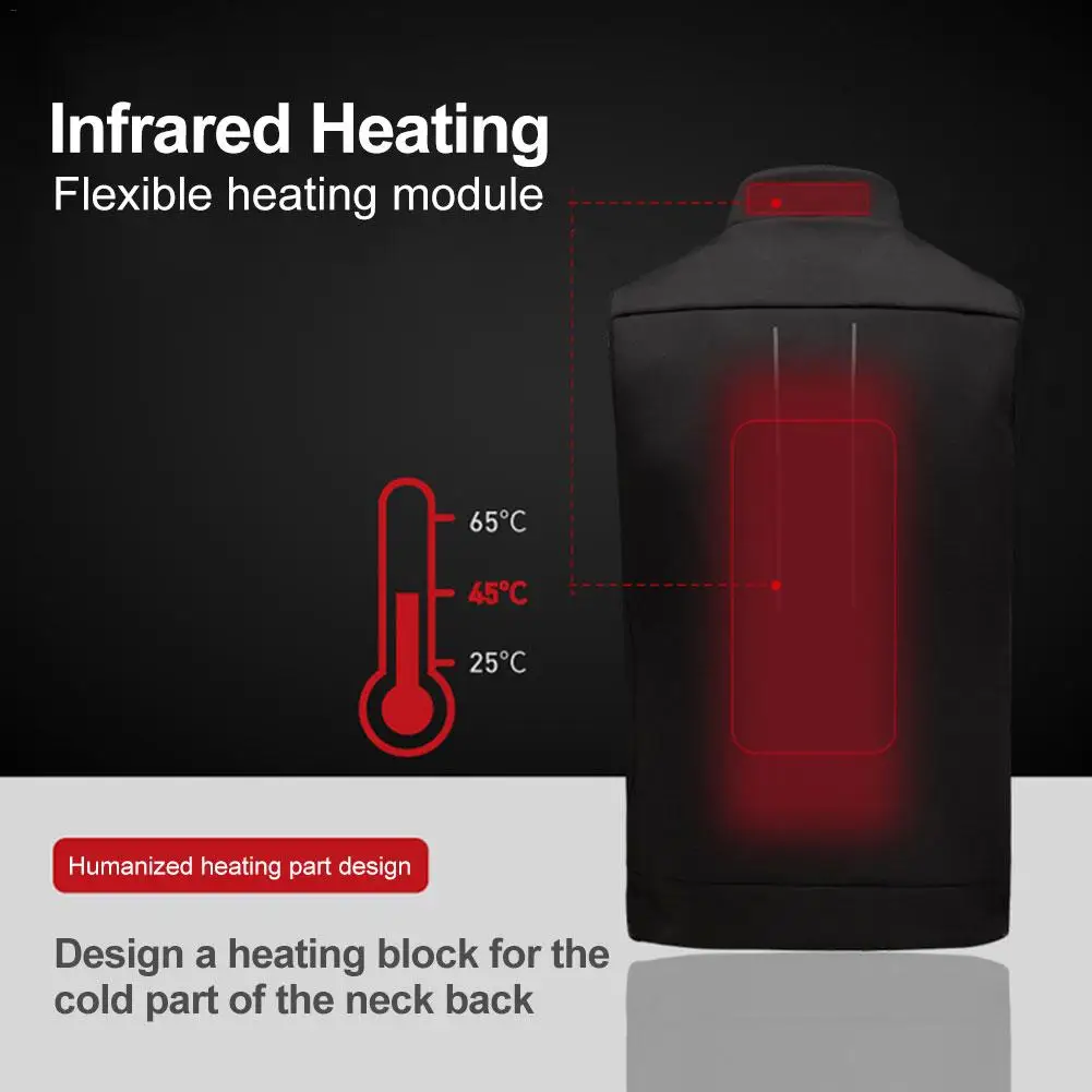 Мужской и Женский уличный жилет с инфракрасным подогревом USB зимняя теплая