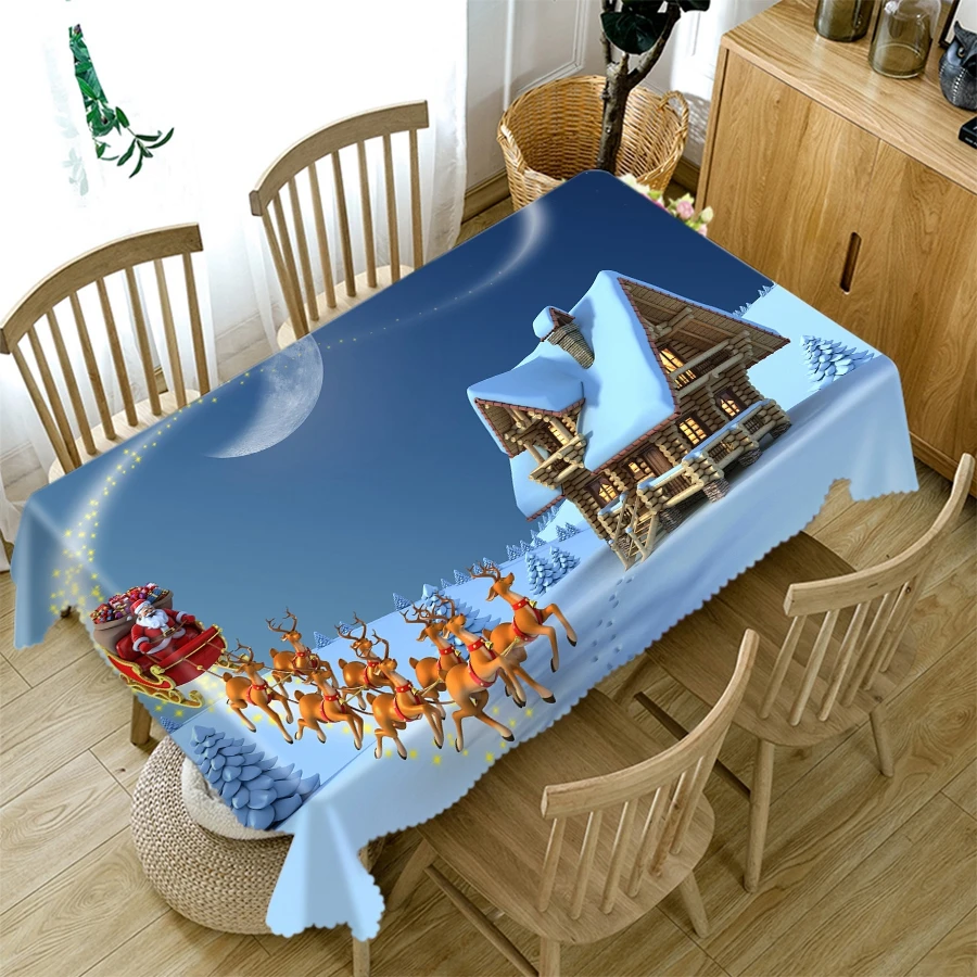 Новинка 2021 г. Рождественская скатерть сани и Санта-Клаус утолщенная хлопковая
