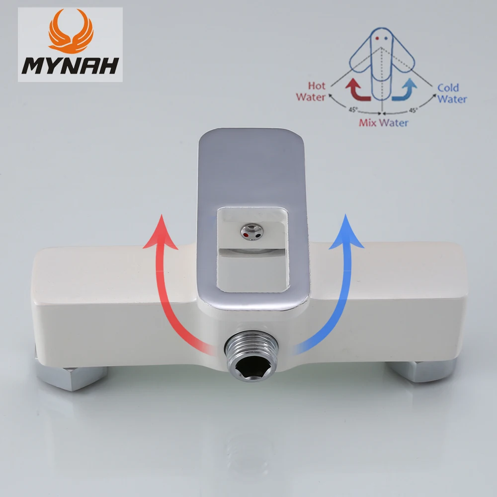 mynah modern white bath shower faucet set bathroom single handle cold and hot water mixer tap with hand shower free global shipping