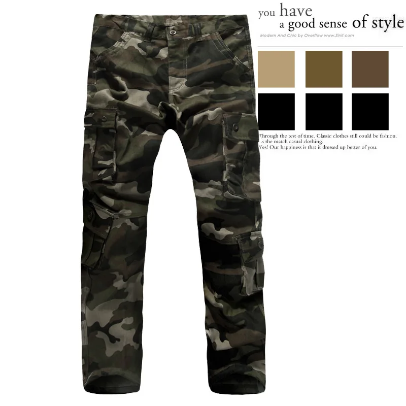 

2021 Men's Multi-Pocket Workwear Trousers Youth Camouflage Printed Loose Straight Military Pants