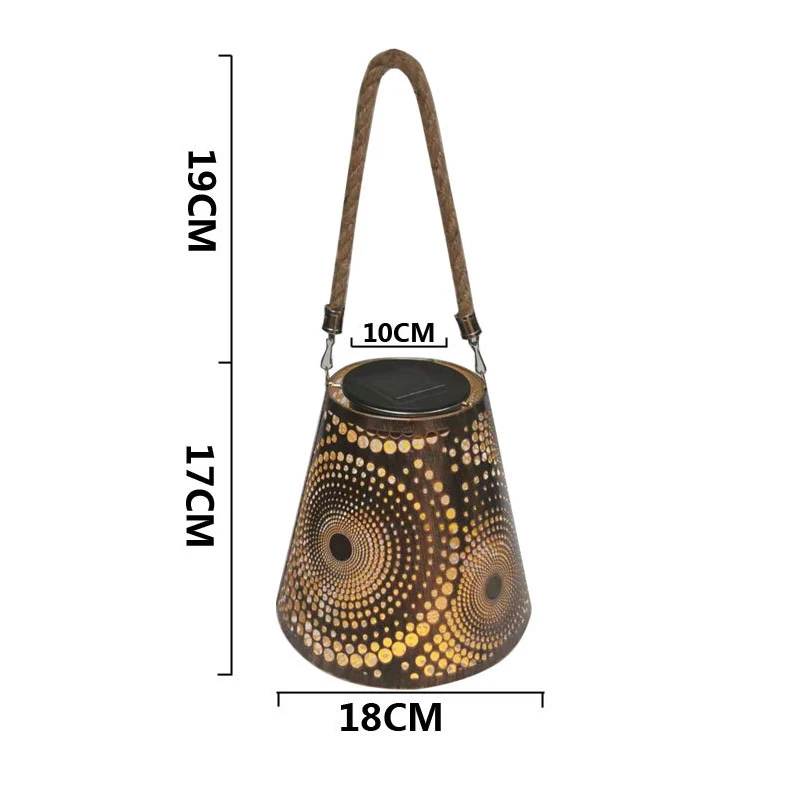 

Solar Hollowed Out Kettle Retro Solar Lights With Handle Outdoor Solar Garden Lights Decor for Yard Tree Fence Patio MOW