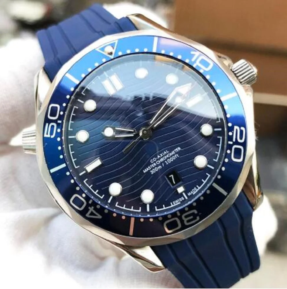 

Mens Automatic Watch Self Wind Mechanical Stainless Steel Sapphire Crystal Black Blue Dial Bezel Luxury Classic Wristwatches