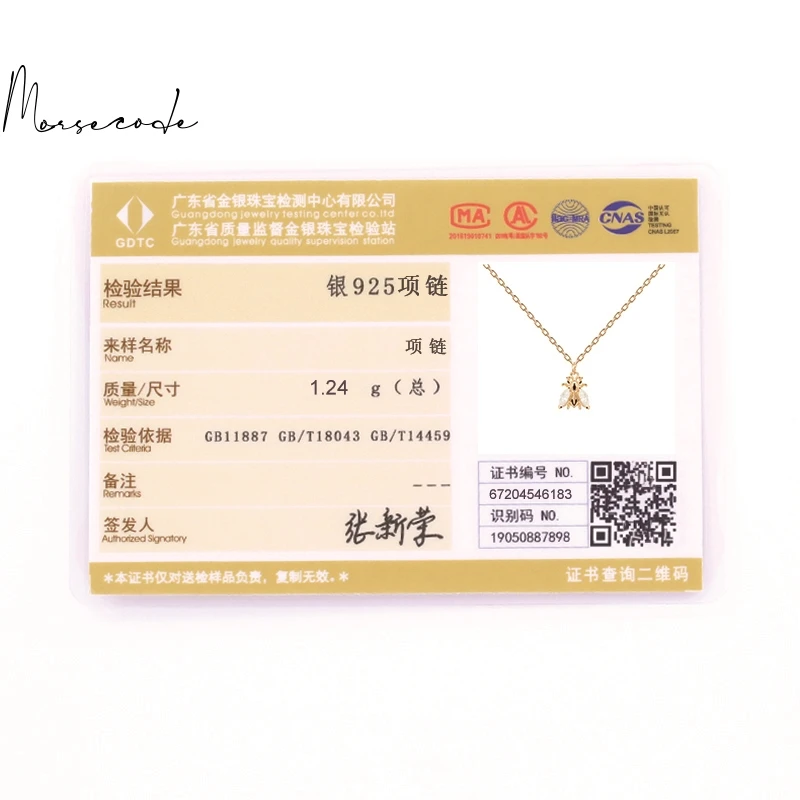 

MORSE CODE Real 925 Sterling Silver Honeybee Diamond Zircon Necklace For Women Pendant Chain Choker Jewelry Gold Jewelry Gift