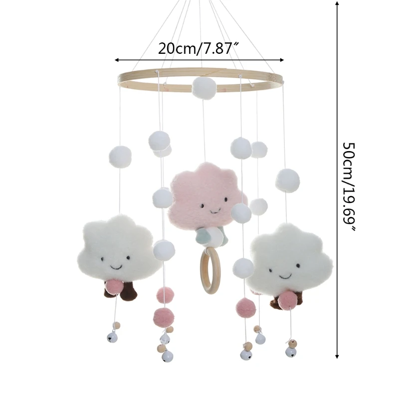 

Personalized Baby Bed Bell Hanging Ornament Rattle Pendant Stroller Toys Wind Chime Hairball Cloud Gift for Newborn Room N7ME
