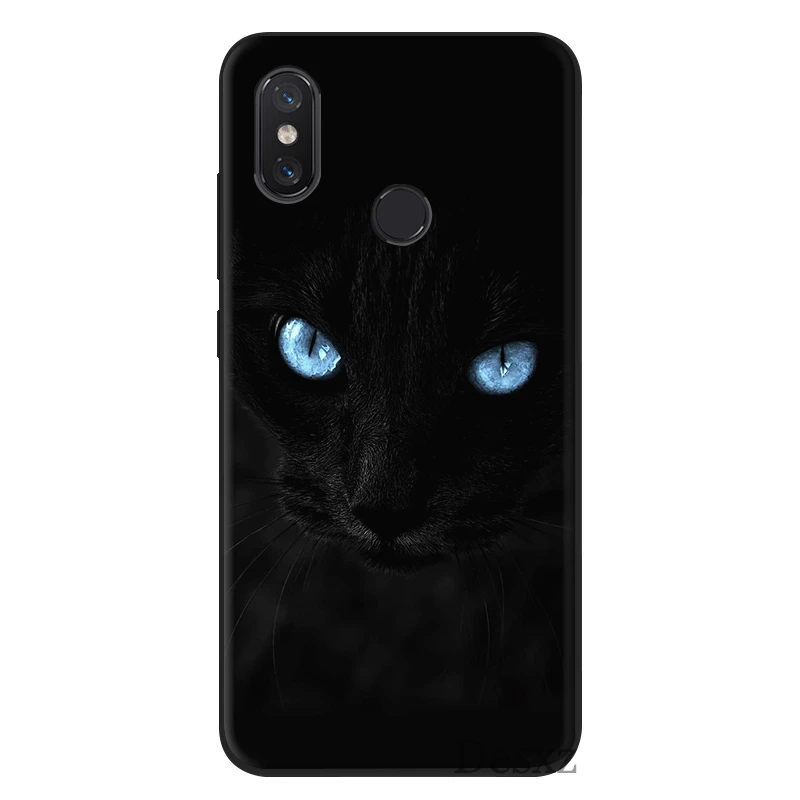 Mobile Phone Case Silicone For Xiaomi Mi 8 Lite A1 A2 9 Redmi Note 5 6 7 Pro 6A 4X F1 Cover Black Cat Staring Eye On |