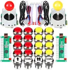 EG STARTS Аркадные комплекты с 2 игроками, 5-контактный джойстик со светодиодными хромированными кнопками для аркадного шкафа Raspberry Pi