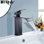 Смеситель водопад для раковины в ванную комнату, хромированный кран для горячей и холодной воды, крепление на раковину