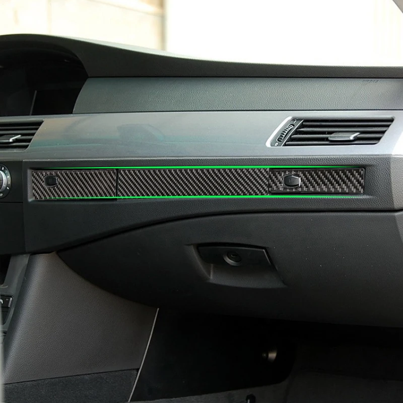 

Carbon Fiber Car Center Control Panel Copilot Water Cup Holder Strips Cover Sticker Trim For BMW 5 Series E60 E61 2004 - 2010