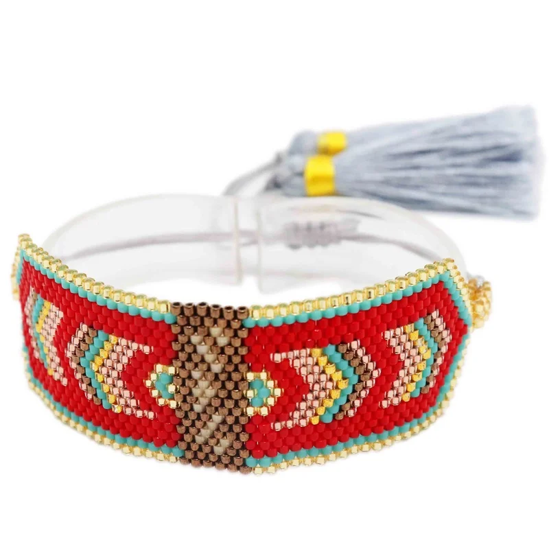 

ZHONGVI Arrow Design Bracelet Fashion Classic Miyuki Seed Beads Handmade Woven Wide Bracelets for Women Adjustable Jewelery