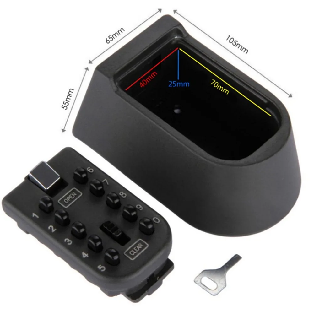 

Wall Mounted Outdoor Key Storage Lock Box 10 Digit Push-Button Combination Password Key Safe Box Resettable Code Key Holder