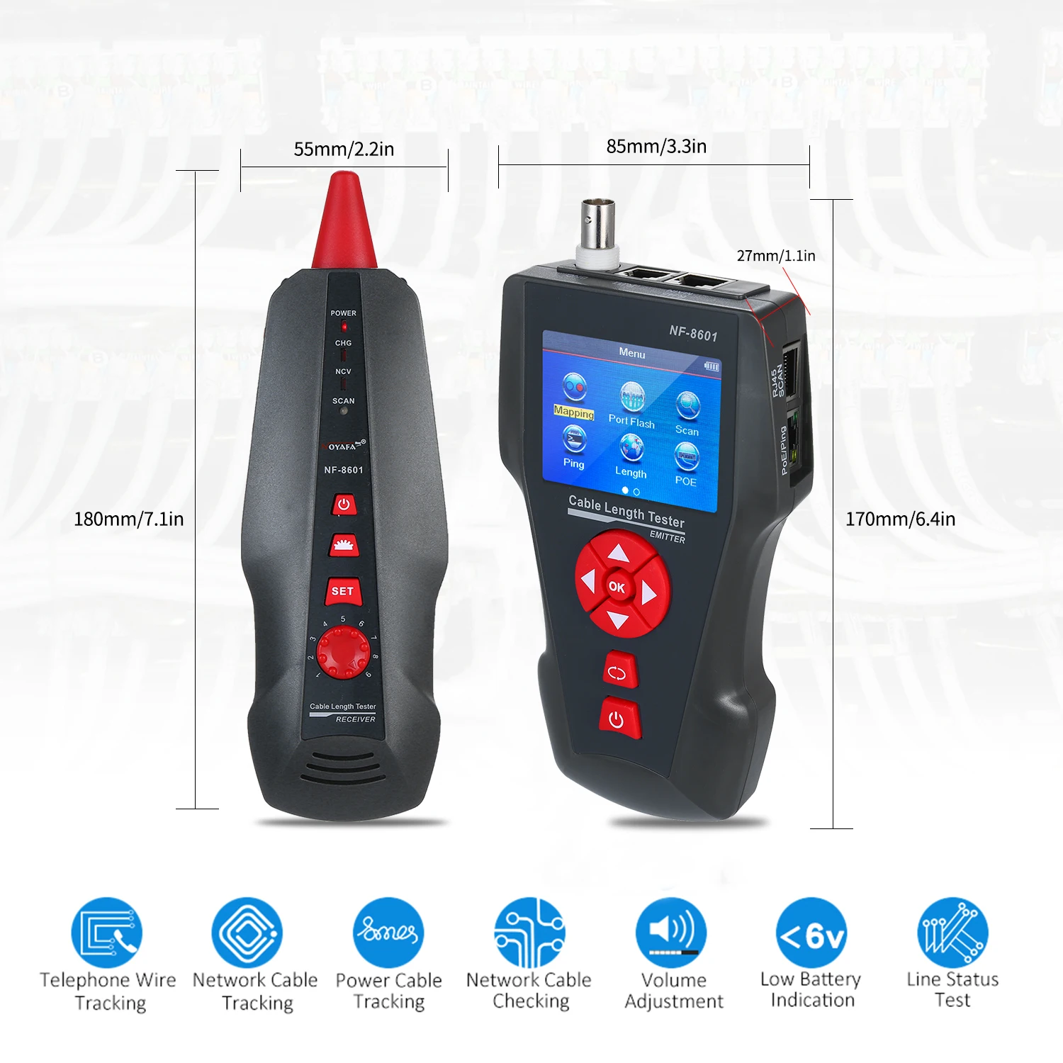 NF 8601W сетевой кабель тестер провода трекер RJ11 RJ45 BNC длина искатель с 8 удаленными