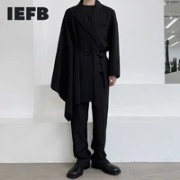 iefb mens wear niche personality irregular creativity fashionable suit coat for couple black white blazers with belt new y3382