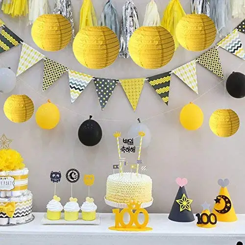 Metable 12 шт желтые бумажные фонари декоративные Ассорти размеров