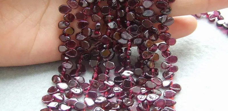 

2 Strands 4x6mm Natural Garnet Top-drilled 14.2" Beads