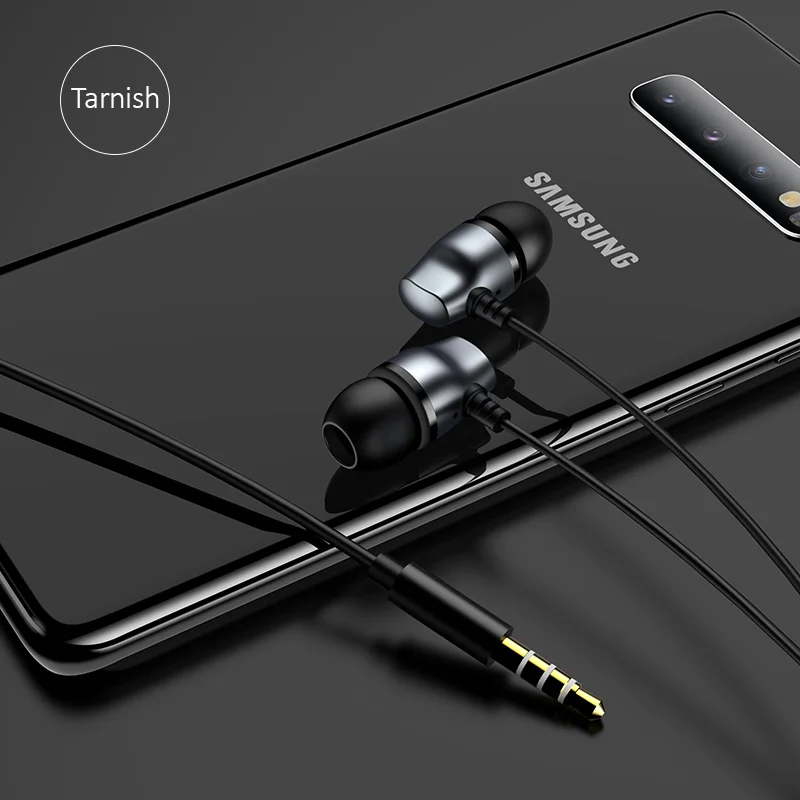 Grey USAMS наушники-вкладыши 3,5 мм Металл Hifi Проводная гарнитура микрофон стерео проводные наушники для huawei samsung Xiaomi - Цвет: Grey