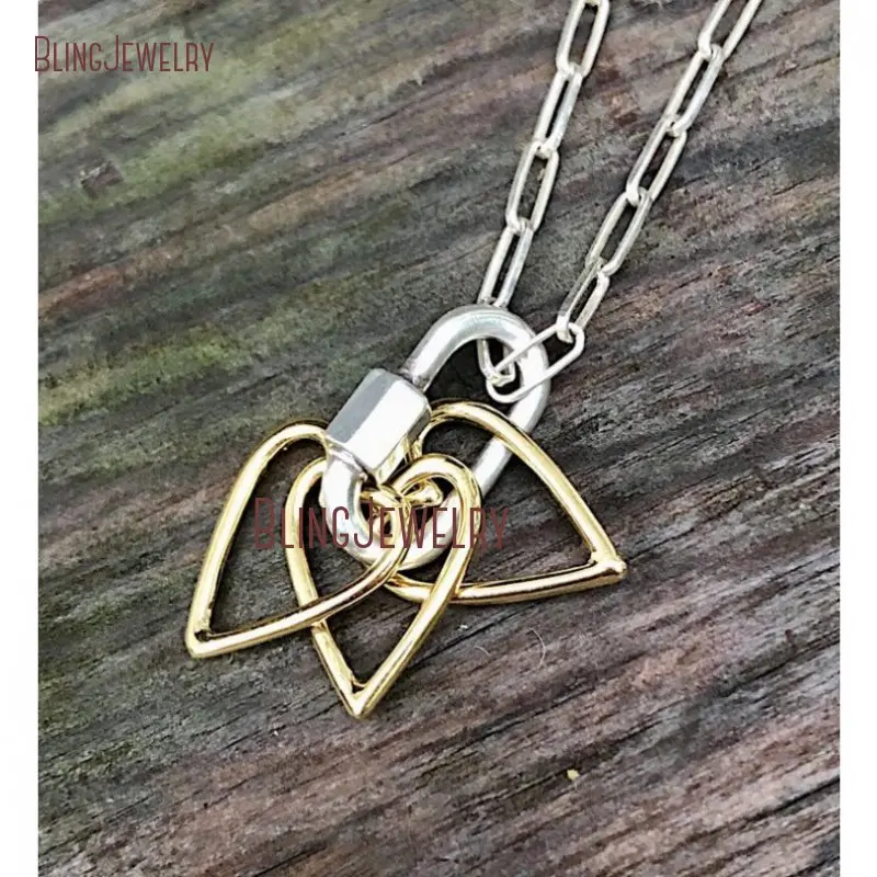 

NM29004 Carabiner Necklace Open Heart Pendant Necklace