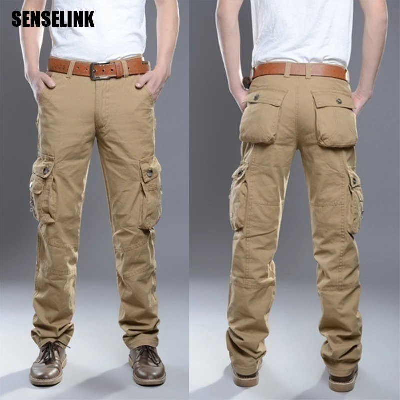 

Men Cargo Pants Joggers Tactical Multiple Pocket Elasticity Military Trousers High Quality Outdoor Plus Size Cotton Pants Men