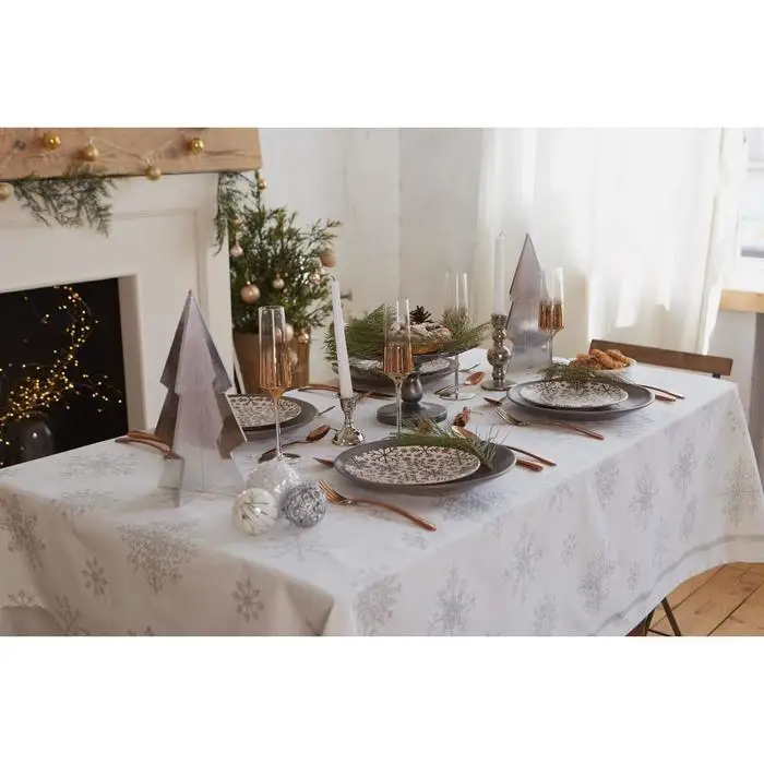 Tablecloth Ethel &quotsilver snowflakes 149 х110см 100% CHL 190g/m2 textile for kitchen table cloth | Дом и сад