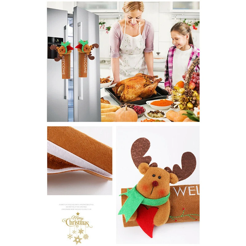 Салфетка для стола и холодильника с изображением сномана лося Санты яблока