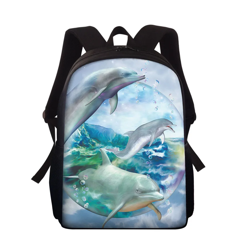 

Рюкзаки с мультяшным дельфином и 3D принтом для девочек-подростков, школьные ранцы с животным рисунком для детей, Женская Повседневная сумка
