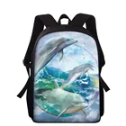 Рюкзаки с мультяшным дельфином и 3D принтом для девочек-подростков, школьные ранцы с животным рисунком для детей, Женская Повседневная сумка