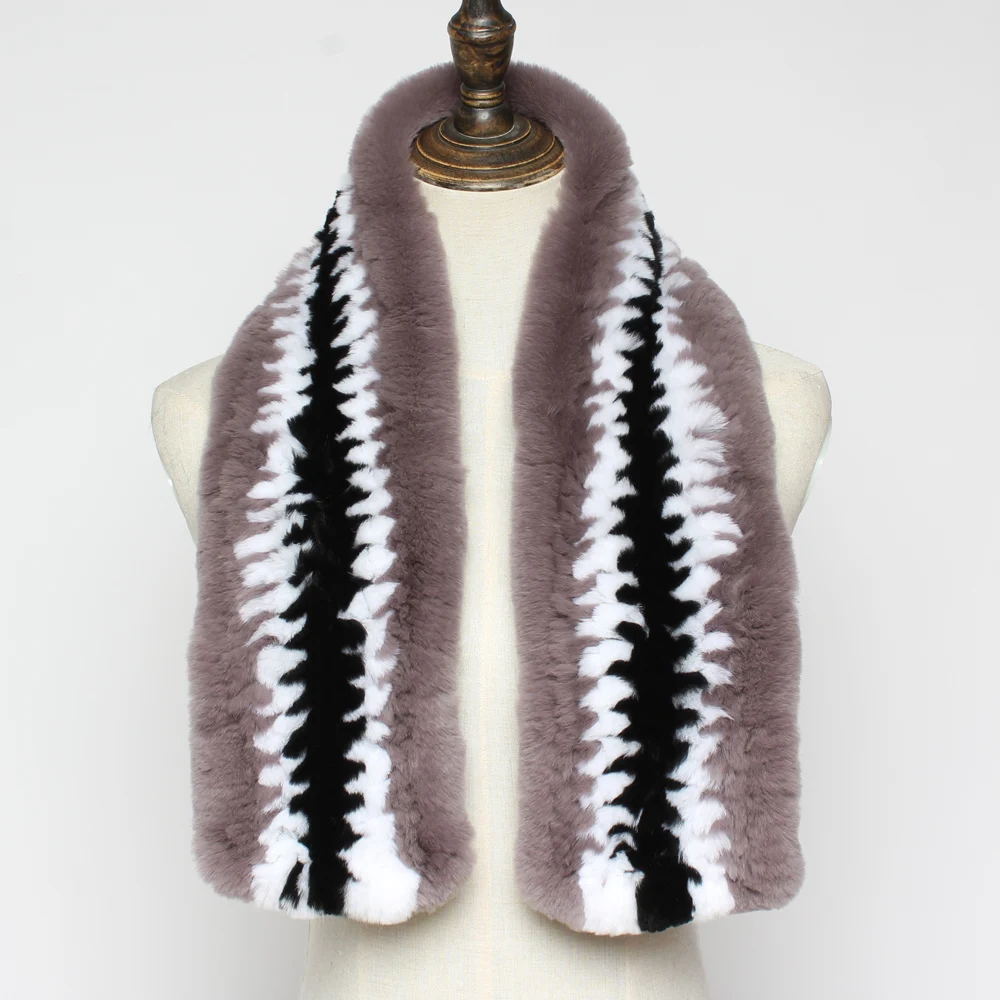 Зимние женские мягкие шарфы из натурального меха кролика Рекс 100% брендовые