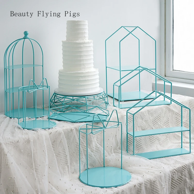 Прямые продажи Новый маленький свежий синий торт стенд современные условия