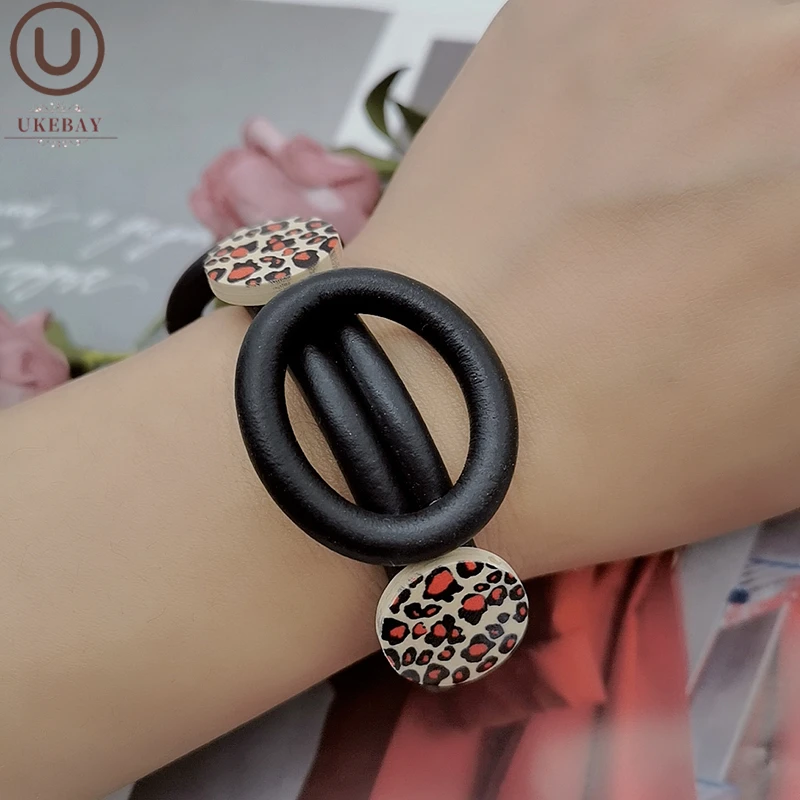 

UKEBAY New Leopard Wood Bracelets Women Charm Bangles Handmade Rubber Chains Vintage Ethnic Jewelry Party Gift Female Bracelet