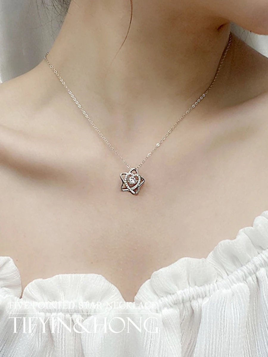 

S925 Серебряный Муассанит, пятиконечная звезда, умное ожерелье, эксклюзивный подарок на день рождения для пар