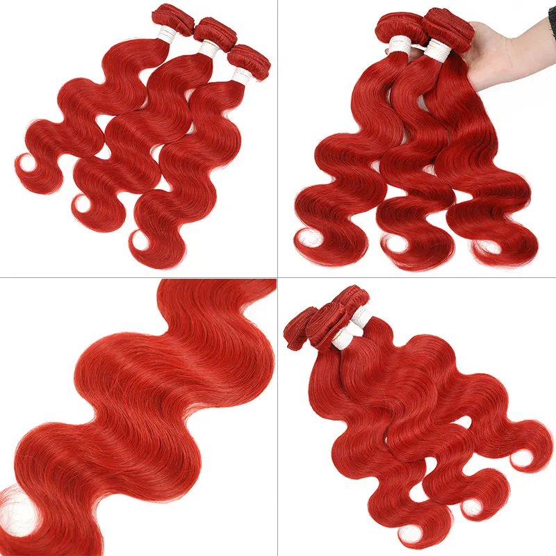 Цветной Горячее Красное бразильские волнистые волосы для придания объема пряди
