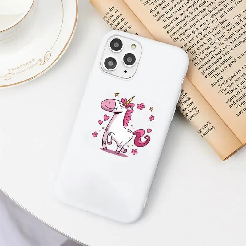 

unicorn Cute rainbow cartoon Phone Case Candy Color for iPhone 6 7 8 11 12 s mini pro X XS XR MAX Plus
