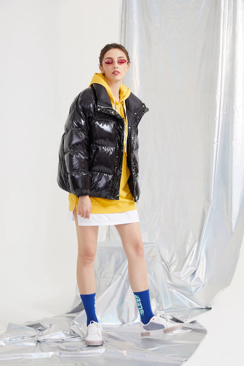 YNZZU Chic новая зимняя куртка женская повседневная короткая пушистая пуховая куртка женская утепленная теплая свободная яркая верхняя одежда A1121