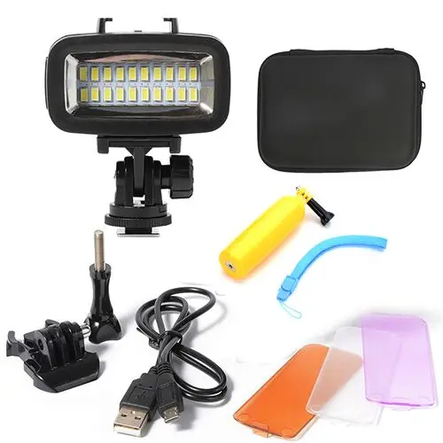 Светодиодный 40 м подводный Водонепроницаемый светильник светодиодный led для gopro мощности с регулируемой яркостью виде