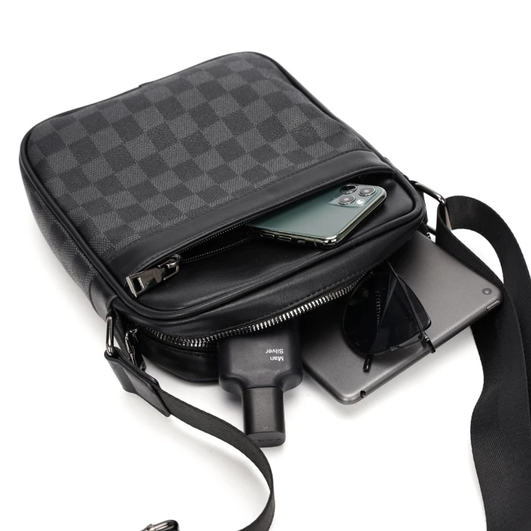 

Brand Men Shoulder Bag for Plaid Leather Business Men Messenger Bags Large Man Crossbody Bag Waterproof Travel Bag