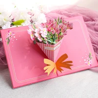 bronzing flower 3d greeting card with envelope pop up design thanksgiving day birthaday couples gifts postcard