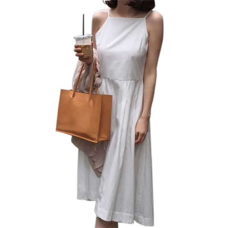 

Fairy French Niche A- line Dress 2020 New Summer Super Mori Strap Overknee Mid-Length Dress