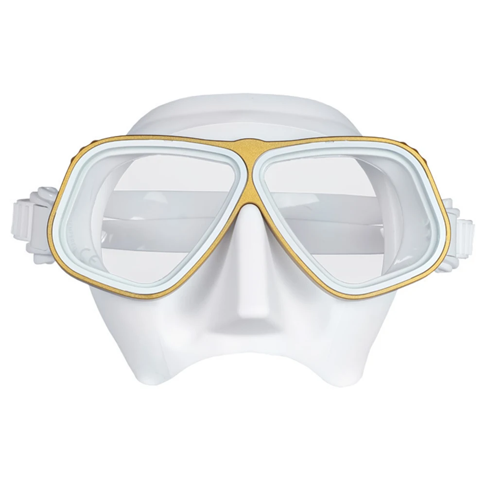 

2021 New Free Diving mask Gold rimmed glasses Ultra low volume Snorkeling goggles for scuba dive for adults free breath diving