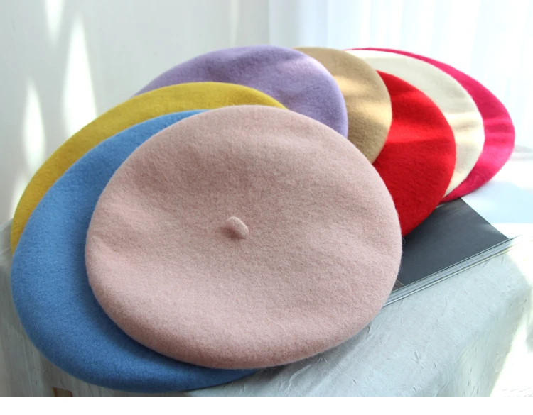 Женский шерстяной берет в стиле ретро Mori Girl однотонная шляпа для художника осени