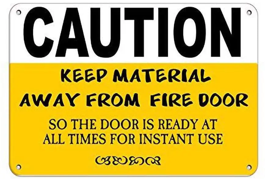 

Caution Keep Material Away from Fire Door Security Sign Wall Tin Sign Metal Poster Retro Plaque Warning Sign