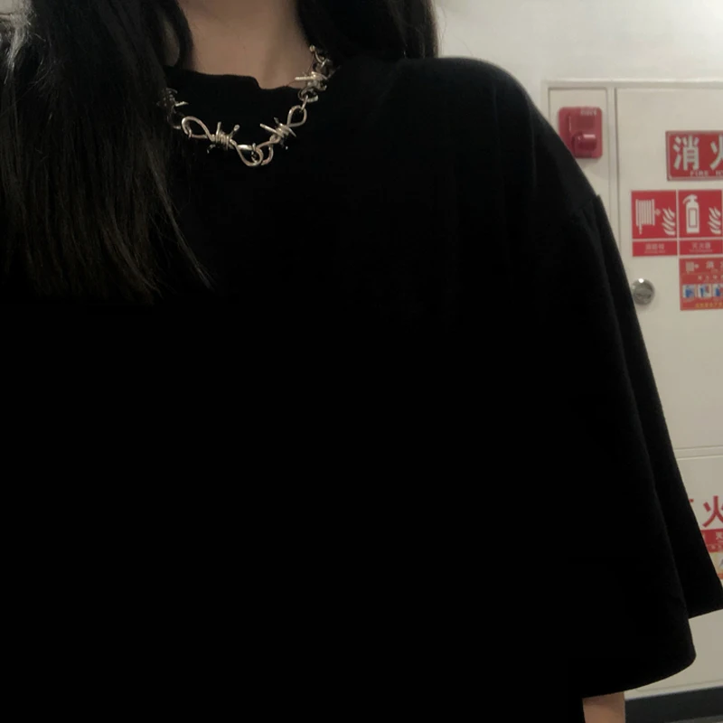 Woherb Summer 2021 Harajuku T Shirt Women Cartoon Skull Print Graphic T-shirt Loose Black Short Sleeve Tee Shirts Streetwear | Женская